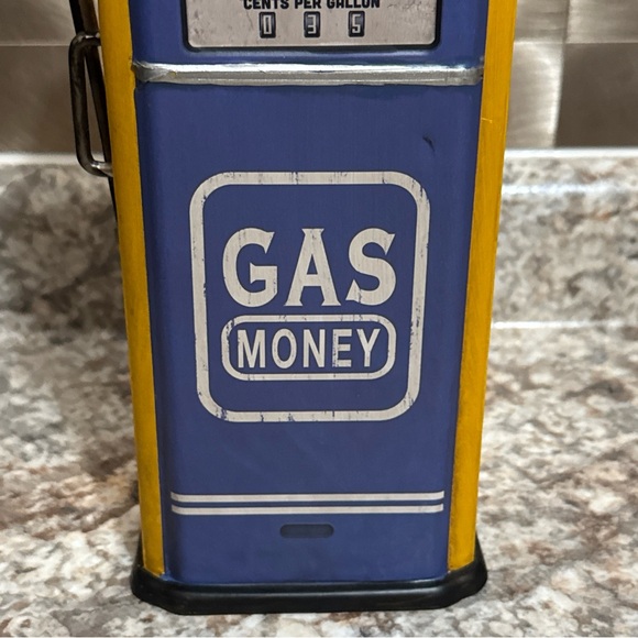 Blue and Yellow 10” Vintage Style‎ Gas Pump  Coin Bank - Picture 4 of 12